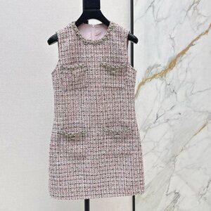 Self-Portrait New Tweed Round Neck Sleeveless Dress
